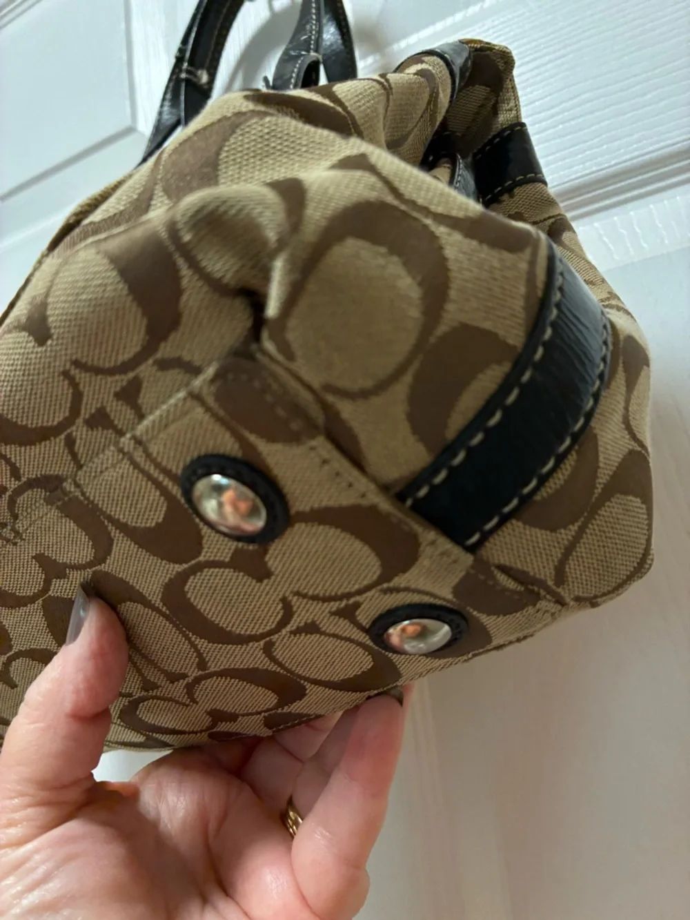 Authentic Coach Penelope Signature Satchel F14696 Khaki EXCELLENT CONDITION!! - Picture 7 of 14